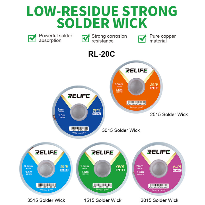 Solder Wick Braid - RELIFE RL-20C 납땜 제거용 와이크 휴대폰